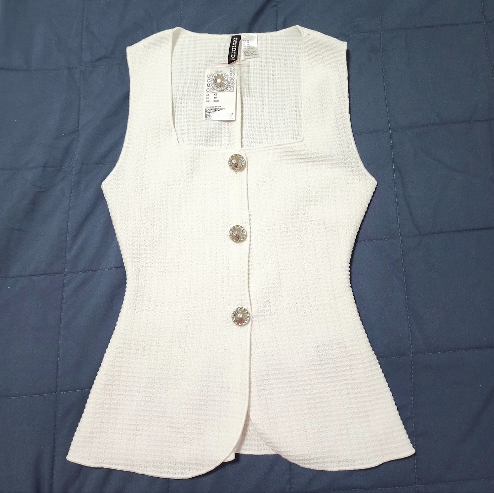 H&M White Textured Vest